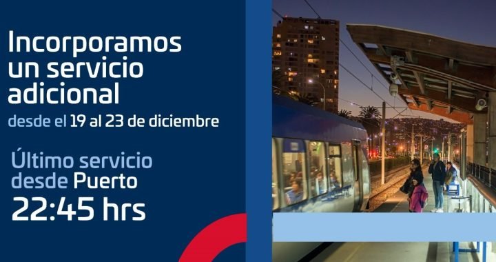 #EFE Valparaíso anuncia ampliación de horario, desde #Puerto a #Limache, durante la próxima semana