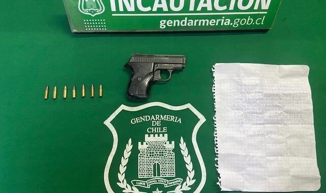 Gendarmes incautan pistola y municiones lanzadas a la cárcel de Los Andes