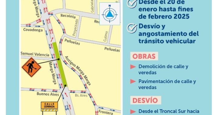 Desvío en Avenida Marga Marga por obras de reparación vial