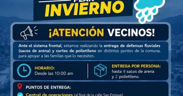 Villa Alemana refuerza defensas contra el invierno con entrega de sacos de arena y polietileno